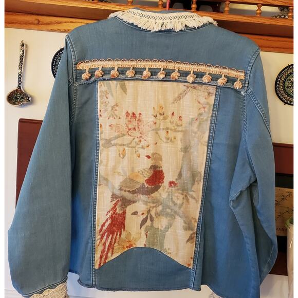 Upcycled Refashioned Denim Jacket Sz L/XL - Picture 9 of 9